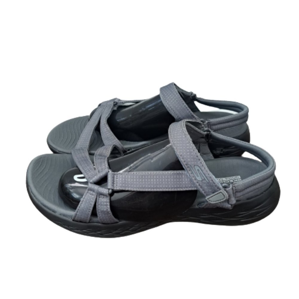 Skechers Womens Size 11 On the Go 600 Sandals Gray Ankle Strap Adjustable Walk